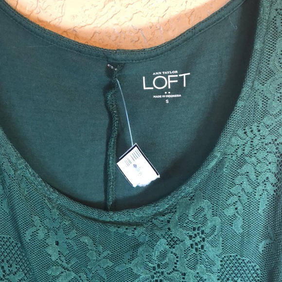 L402/NWT LOFT ~ Emerald Green Lace Tank Top - Picture 4 of 6